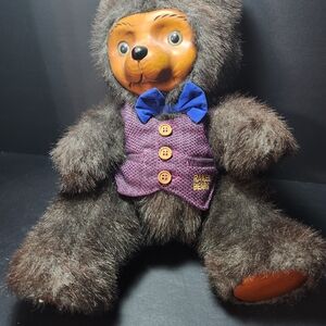 Brown Plush Limited Edition Robert Raikes Bear with Purple Vest